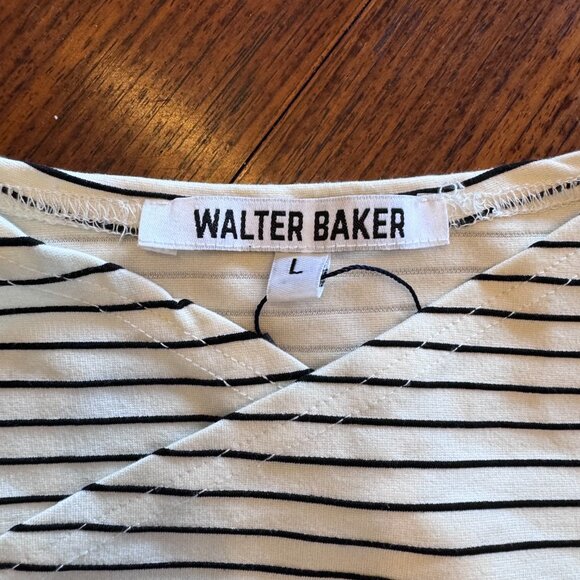 Walter Baker White & Black Striped Cropped Wrap Top - Picture 4 of 8